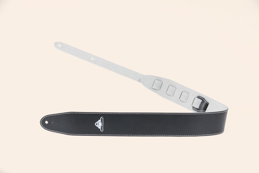 Leedon Tor Guitar strap in Black Leather and light grey suede