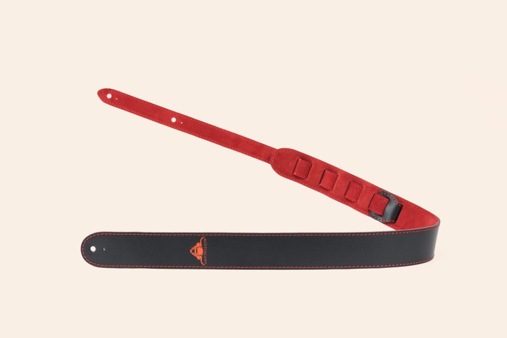 Black Leedon Tor in 2" super soft leather, lined in red suede and stitched in red